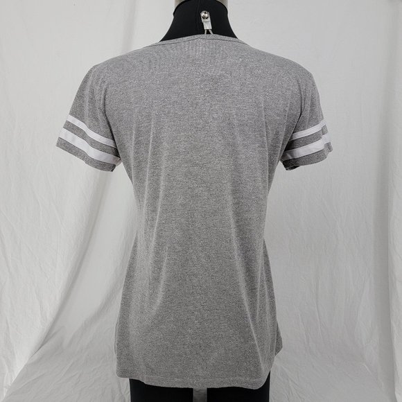 Gray OMT Active V-Neck T-Shirt Heather Gray Women's Large - Picture 3 of 10